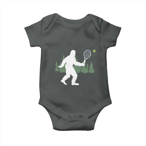 Funny Sasquatch Tennis Player Baby Onesie Folklore Cryptid Gift TS12 Dark Heather Print Your Wear