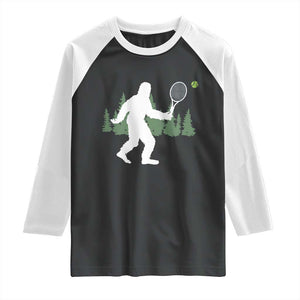 Funny Sasquatch Tennis Player Raglan Shirt Folklore Cryptid Gift TS12 Black White Print Your Wear