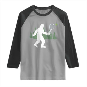 Funny Sasquatch Tennis Player Raglan Shirt Folklore Cryptid Gift TS12 Sport Gray Black Print Your Wear