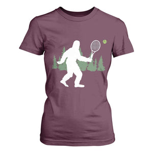 Funny Sasquatch Tennis Player T Shirt For Women Folklore Cryptid Gift TS12 Maroon Print Your Wear