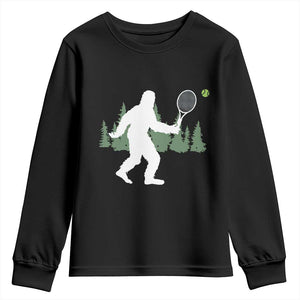 Funny Sasquatch Tennis Player Youth Sweatshirt Folklore Cryptid Gift TS12 Black Print Your Wear