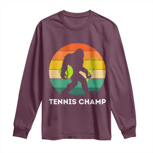 Vintage Retro Bigfoot Tennis Player Gift Long Sleeve Shirt Tennis Champ TS12 Maroon Print Your Wear