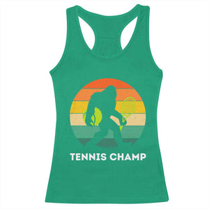 Vintage Retro Bigfoot Tennis Player Gift Racerback Tank Top Tennis Champ TS12 Irish Green Print Your Wear