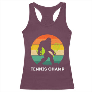 Vintage Retro Bigfoot Tennis Player Gift Racerback Tank Top Tennis Champ TS12 Maroon Print Your Wear
