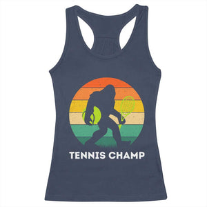 Vintage Retro Bigfoot Tennis Player Gift Racerback Tank Top Tennis Champ TS12 Navy Print Your Wear