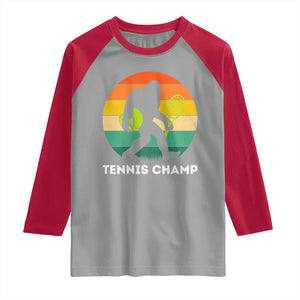 Vintage Retro Bigfoot Tennis Player Gift Raglan Shirt Tennis Champ TS12 Sport Gray Red Print Your Wear