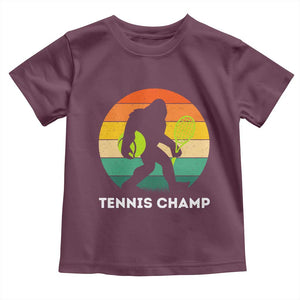 Vintage Retro Bigfoot Tennis Player Gift Toddler T Shirt Tennis Champ TS12 Maroon Print Your Wear