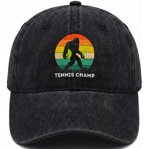 Vintage Retro Bigfoot Tennis Player Gift Washed Cotton Baseball Cap Tennis Champ TS12 Print Your Wear
