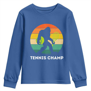 Vintage Retro Bigfoot Tennis Player Gift Youth Sweatshirt Tennis Champ TS12 Royal Blue Print Your Wear