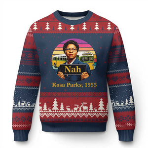 Rosa Parks Quote Ugly Christmas Sweater The Only Tired I Was Was Tired Of Giving In TS12 Navy Red Print Your Wear