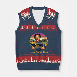 Rosa Parks Quote V-Neck Knit Sweater Vest The Only Tired I Was Was Tired Of Giving In TS12 Navy Red Print Your Wear