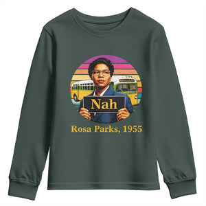Rosa Parks Quote Youth Sweatshirt The Only Tired I Was Was Tired Of Giving In TS12 Dark Forest Green Print Your Wear