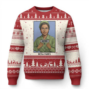 Nope Rosa Parks Ugly Christmas Sweater Female Empowerment History Gift TS12 Beige Red Print Your Wear