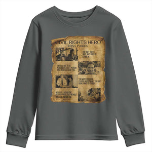 Rosa Parks Quote Youth Sweatshirt Civil Rights History Hero TS12 Dark Heather Print Your Wear