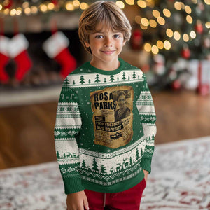 Vintage Rosa Parks Ugly Christmas Sweater Groovy Black History Month TS12 Forest Green Beige Print Your Wear