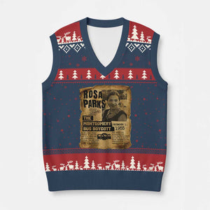 Vintage Rosa Parks V-Neck Knit Sweater Vest Groovy Black History Month TS12 Navy Red Print Your Wear