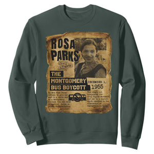 Vintage Rosa Parks Sweatshirt Groovy Black History Month TS12 Dark Forest Green Print Your Wear