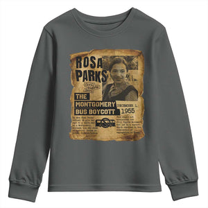 Vintage Rosa Parks Youth Sweatshirt Groovy Black History Month TS12 Dark Heather Print Your Wear