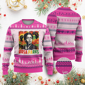 Rosa Parks Ugly Christmas Sweater Strong Black Women Pride TS12 Hot Pink Print Your Wear