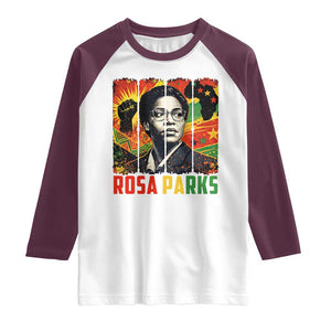 Rosa Parks Raglan Shirt Strong Black Women Pride TS12 White Maroon Print Your Wear