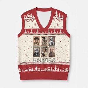 Women In History V-Neck Knit Sweater Vest We Are The Legacy Of Strong Women TS12 Beige Red Print Your Wear