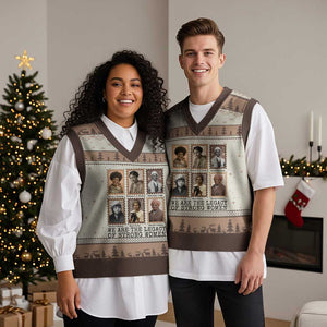 Women In History V-Neck Knit Sweater Vest We Are The Legacy Of Strong Women TS12 Mocha Mousse Print Your Wear