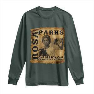 Rosa Parks Change The World Quote Long Sleeve Shirt Black Women Leader TS12 Dark Forest Green Print Your Wear