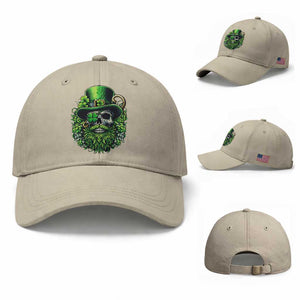 Irish Leprechaun Skull Baseball Cap St Patricks Day Party Gift TS12 Baseball Cap Universal Fit Beige Print Your Wear