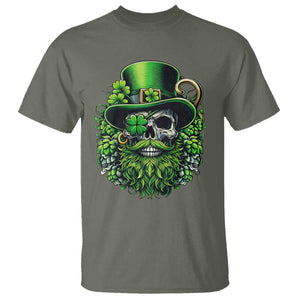 Irish Leprechaun Skull T Shirt St Patricks Day Party Gift TS12 Military Green Print Your Wear
