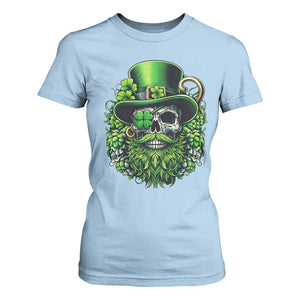 Irish Leprechaun Skull T Shirt For Women St Patricks Day Party Gift TS12 Light Blue Print Your Wear
