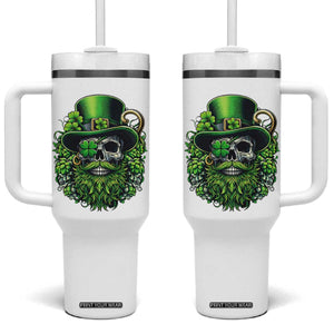 Irish Leprechaun Skull Tumbler With Handle St Patricks Day Party Gift TS12 One Size: 40 oz White Print Your Wear