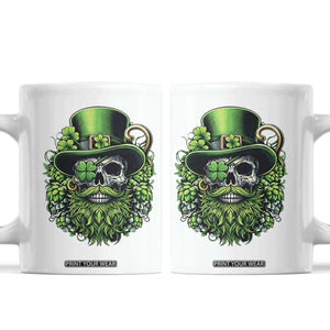 Irish Leprechaun Skull Coffee Mug St Patricks Day Party Gift TS12 White Print Your Wear