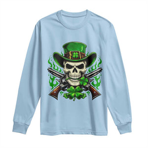 Irish Cowboy Skeleton Long Sleeve Shirt St Patricks Day Party Gift TS12 Light Blue Print Your Wear