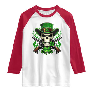 Irish Cowboy Skeleton Raglan Shirt St Patricks Day Party Gift TS12 White Red Print Your Wear