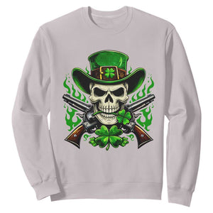 Irish Cowboy Skeleton Sweatshirt St Patricks Day Party Gift TS12 Ice Gray Print Your Wear