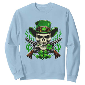 Irish Cowboy Skeleton Sweatshirt St Patricks Day Party Gift TS12 Light Blue Print Your Wear