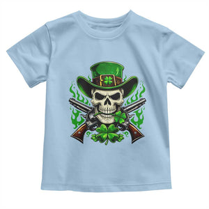 Irish Cowboy Skeleton Toddler T Shirt St Patricks Day Party Gift TS12 Light Blue Print Your Wear