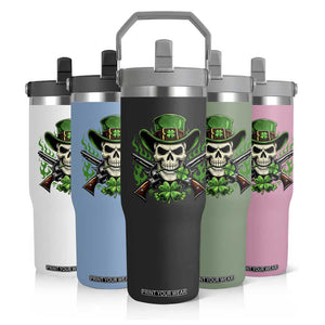 Irish Cowboy Skeleton Flip Straw Tumbler St Patricks Day Party Gift TS12 Print Your Wear