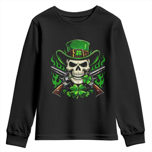 Irish Cowboy Skeleton Youth Sweatshirt St Patricks Day Party Gift TS12 Black Print Your Wear