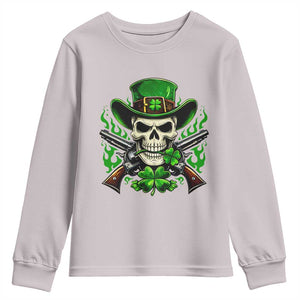 Irish Cowboy Skeleton Youth Sweatshirt St Patricks Day Party Gift TS12 Ice Gray Print Your Wear