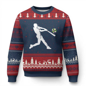 St Patricks Day Baseball Batter Ugly Christmas Sweater Irish Sports Gift TS12 Navy Red Print Your Wear