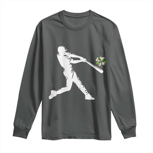 St Patricks Day Baseball Batter Long Sleeve Shirt Irish Sports Gift TS12 Dark Heather Print Your Wear