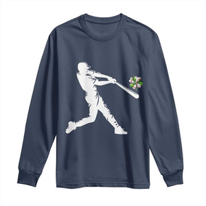 St Patricks Day Baseball Batter Long Sleeve Shirt Irish Sports Gift TS12 Navy Print Your Wear