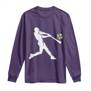 St Patricks Day Baseball Batter Long Sleeve Shirt Irish Sports Gift TS12 Purple Print Your Wear