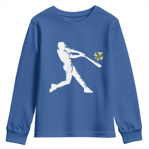St Patricks Day Baseball Batter Youth Sweatshirt Irish Sports Gift TS12 Royal Blue Print Your Wear