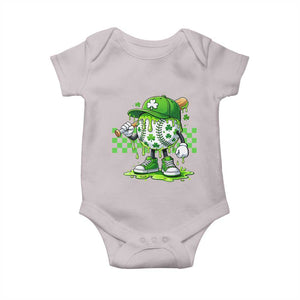 St Patricks Day Shamrock Baseball Player Gift Baby Onesie TS12 Ice Gray Print Your Wear