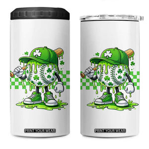 St Patricks Day Shamrock Baseball Player Gift 4 in 1 Can Cooler Tumbler TS12 One Size: 16 oz White Print Your Wear