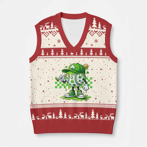 St Patricks Day Shamrock Baseball Player Gift V-Neck Knit Sweater Vest TS12 Beige Red Print Your Wear