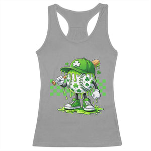St Patricks Day Shamrock Baseball Player Gift Racerback Tank Top TS12 Sport Gray Print Your Wear