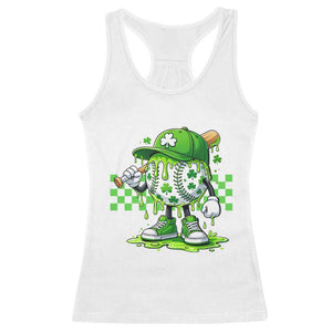 St Patricks Day Shamrock Baseball Player Gift Racerback Tank Top TS12 White Print Your Wear